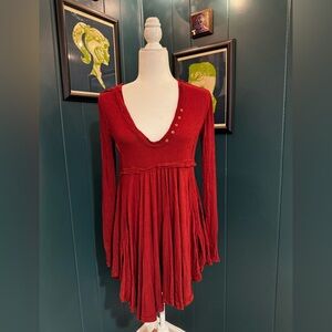 Free People Dark Red Long Sleeve Tunic